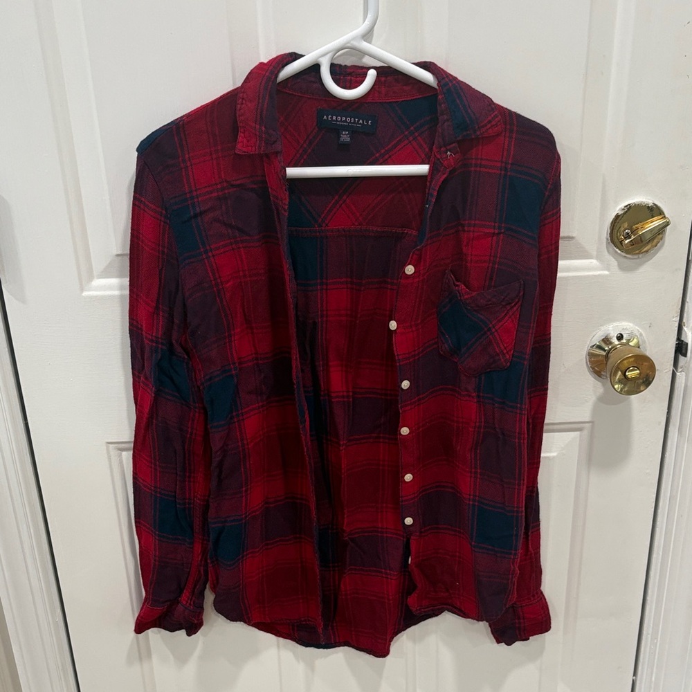 Aeropostale Red and Navy Plaid Flannel 🍁